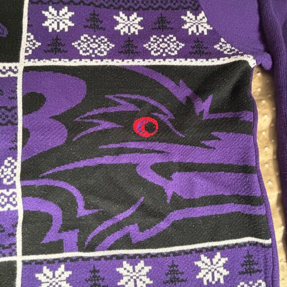Baltimore Ravens Purple & Black Holiday Ugly Sweater Men's Size 2X (XXL) - Picture 4 of 7
